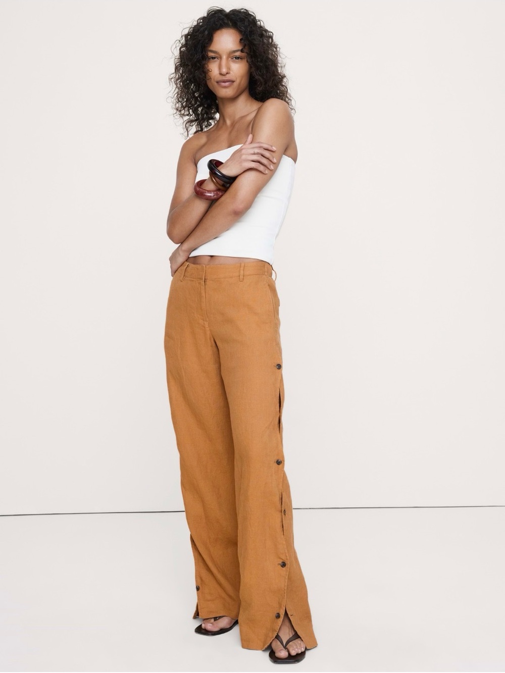 NWT Banana Republic Everyday Wide Leg Pant in Linen . Medium. Briste Brown. “”””